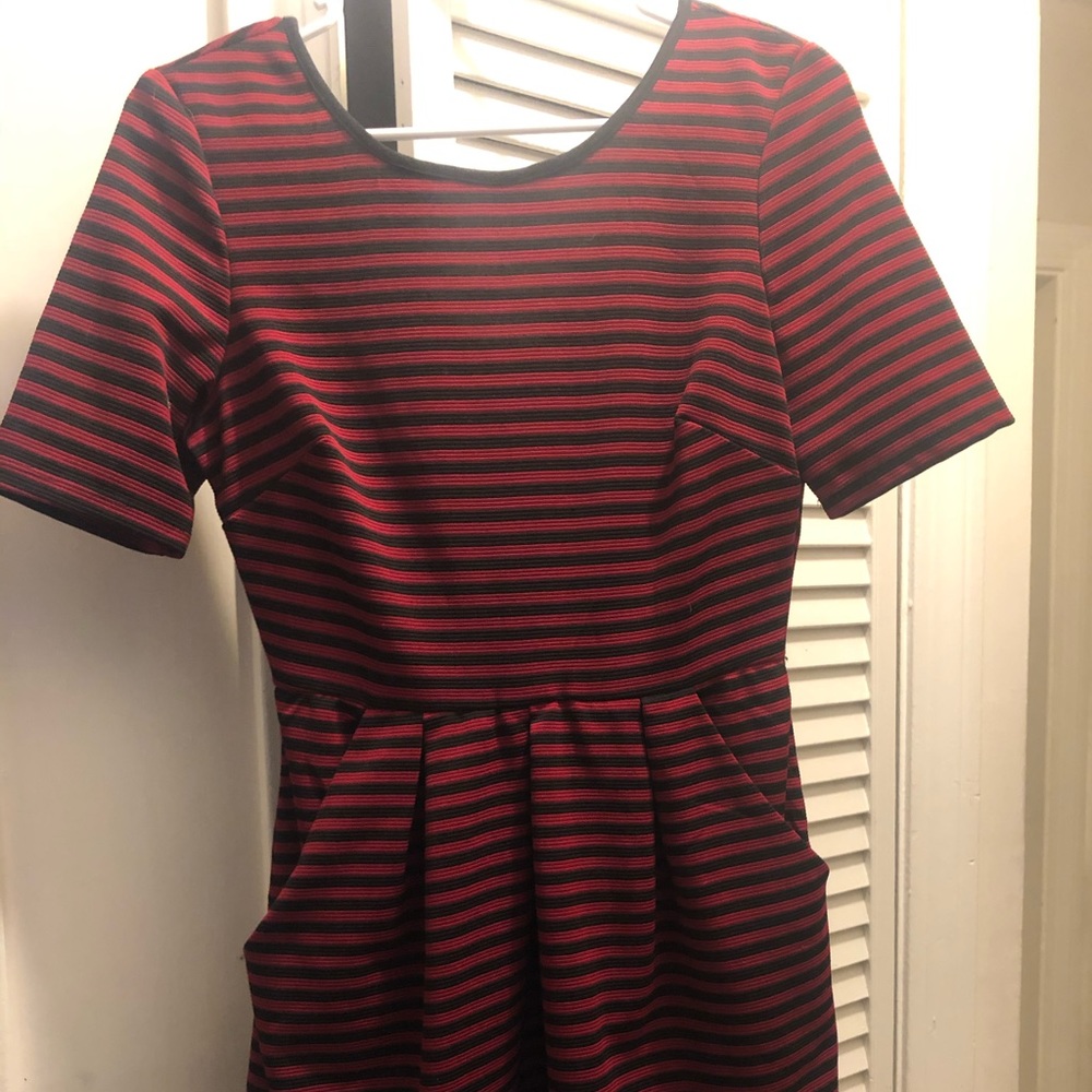 Red & black stripped dress